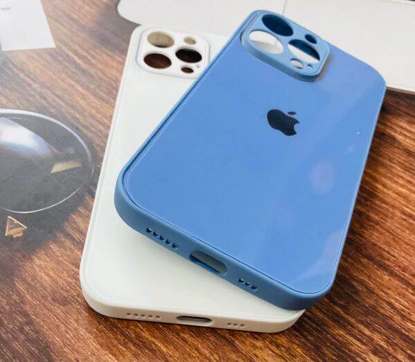 iPhone 12 Pro Max Premium Glass Mirror Finish Case - Blue - Guleel