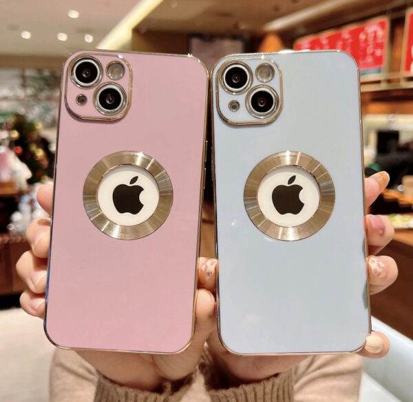 iPhone 12 Premium Silicone Camera Protection Logo Cut Case - Black - Guleel