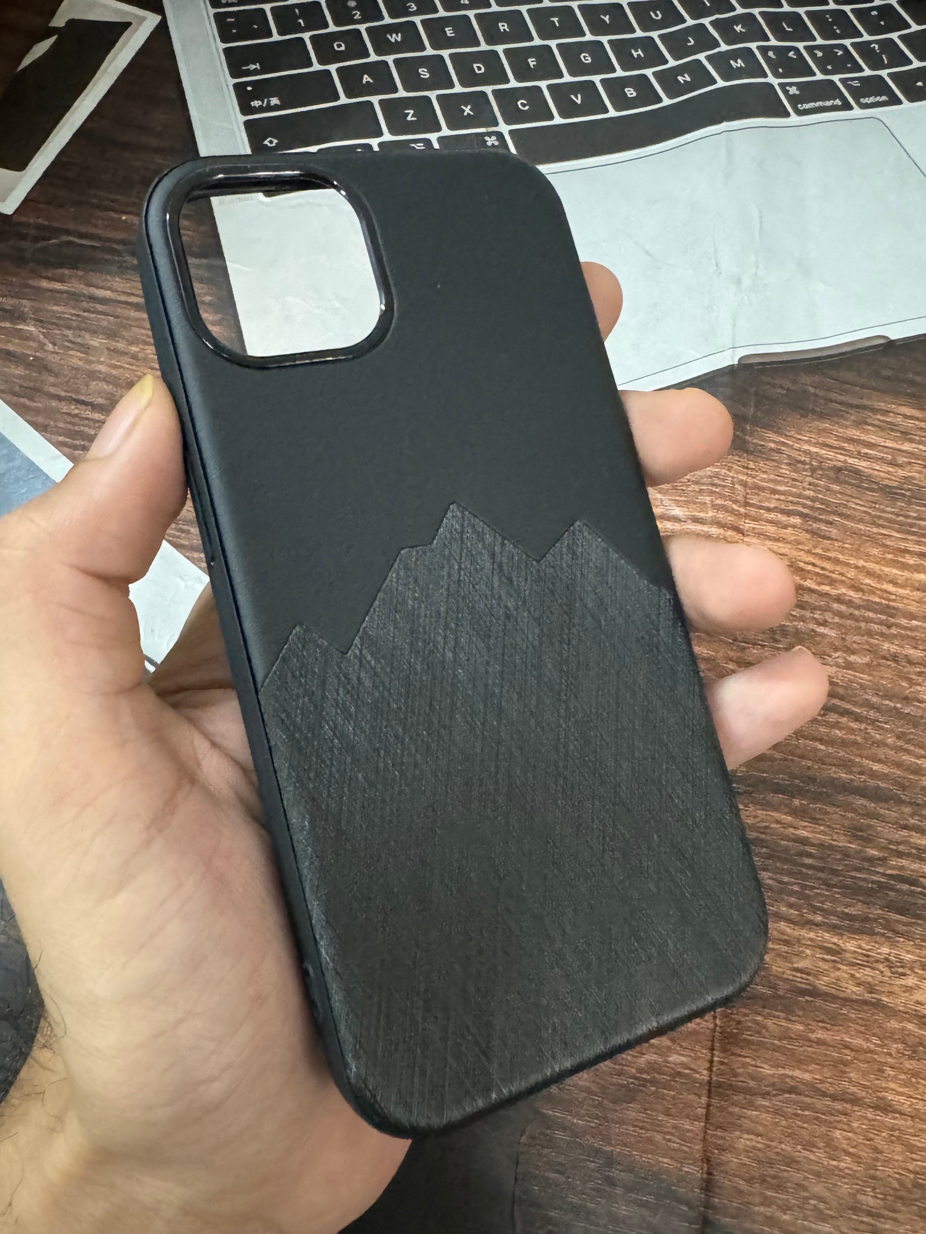 Premium Leather Finish Back Case Cover - Black