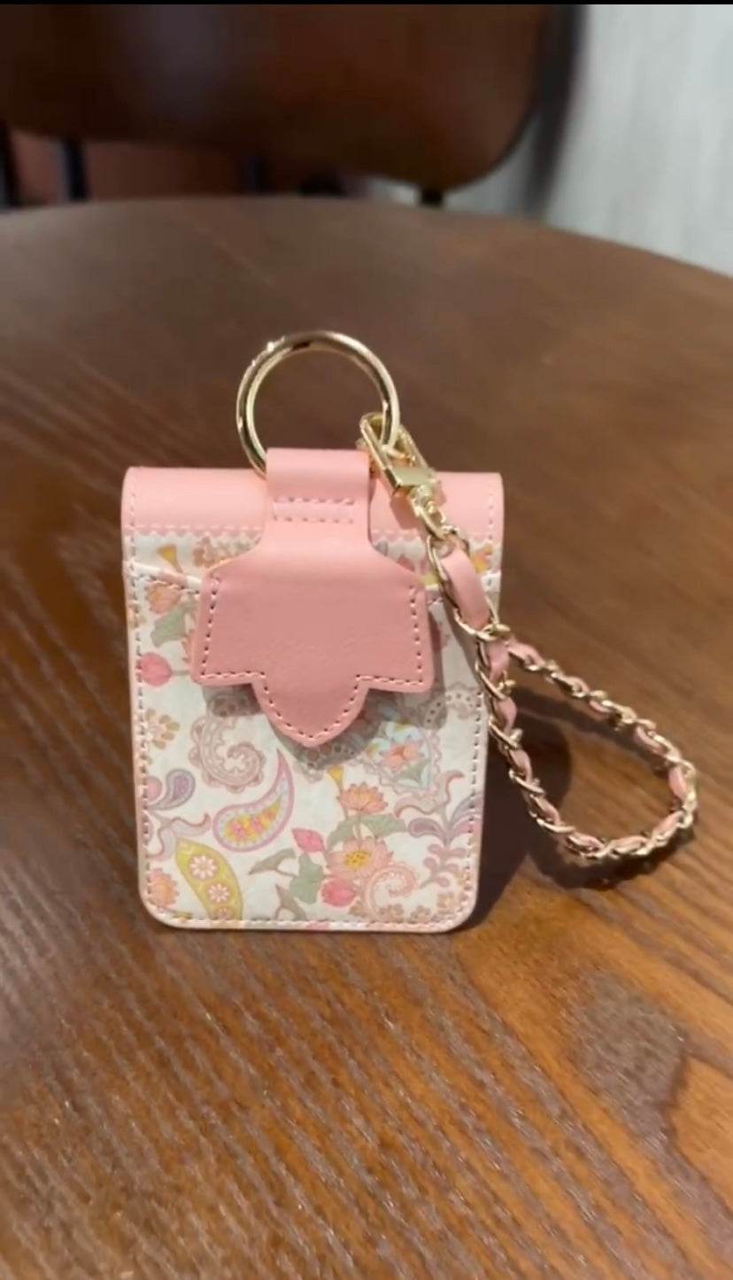 Galaxy Z Flip 5 Premium Flower Style Cross Body Bag Long Strap Card Holder Flip Cover -Pink - Guleel