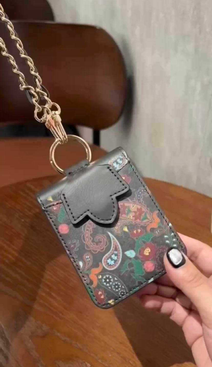 Galaxy Z Flip 4 Premium Flower Style Cross Body Bag Long Strap Card Holder Flip Cover - Green - Guleel