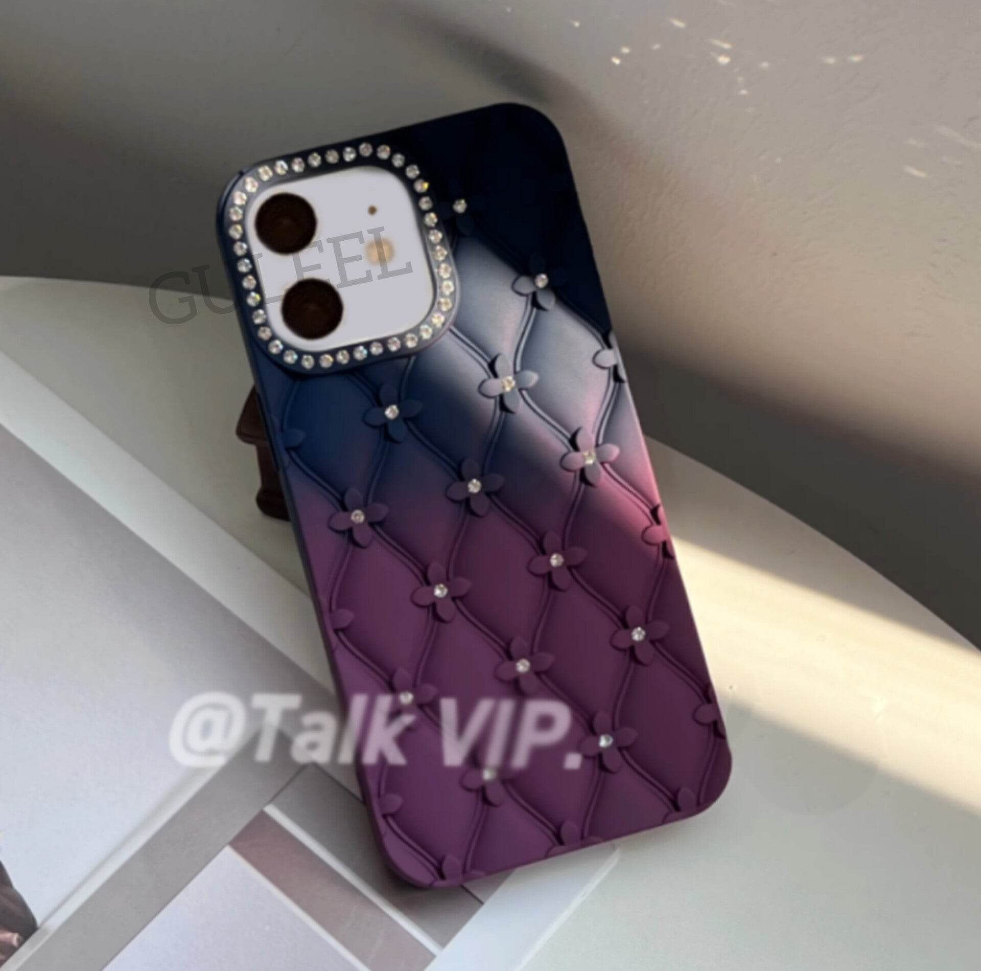 Flowers Glitter Shockproof Back Cover - Guleel