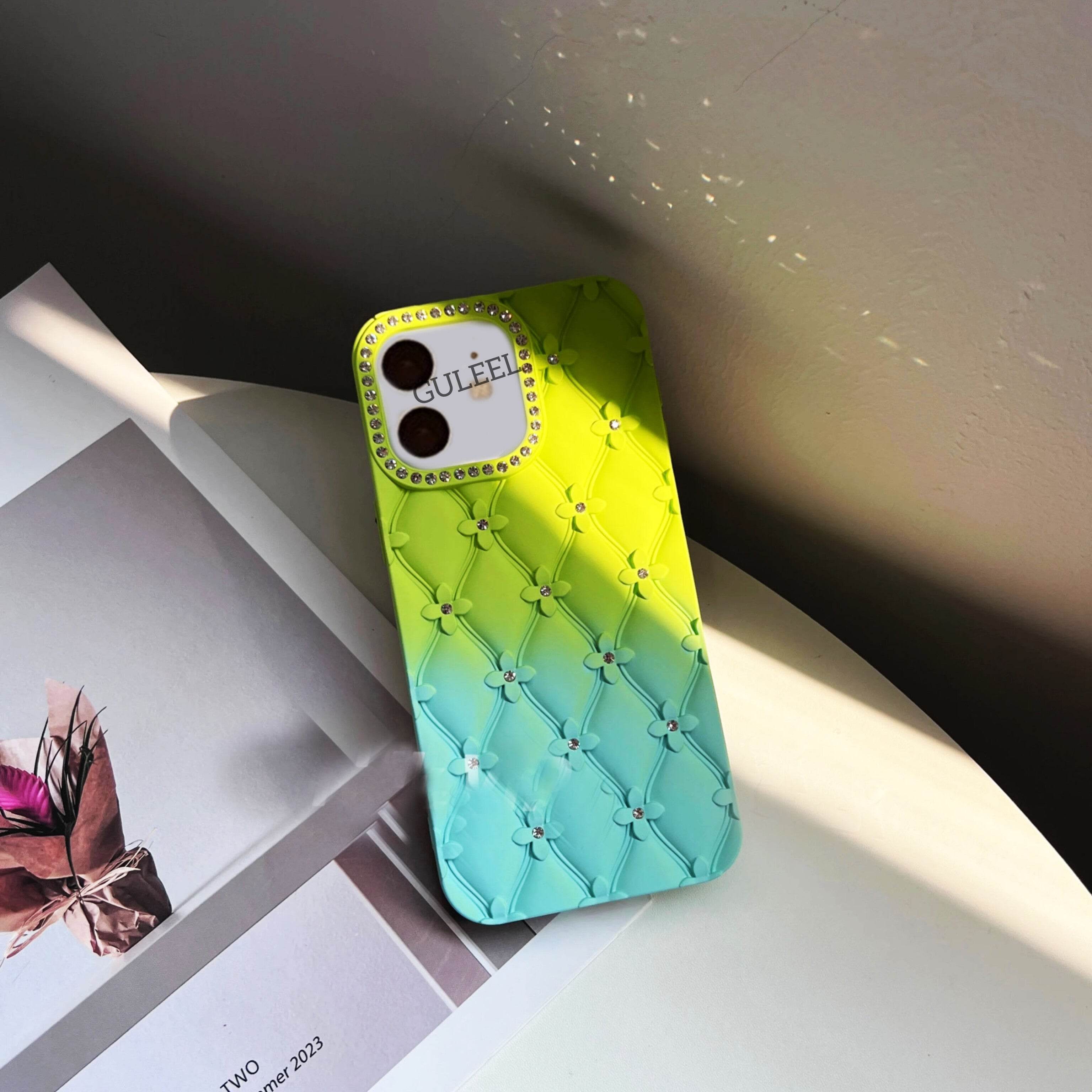 Flowers Glitter Shockproof Back Cover - Guleel