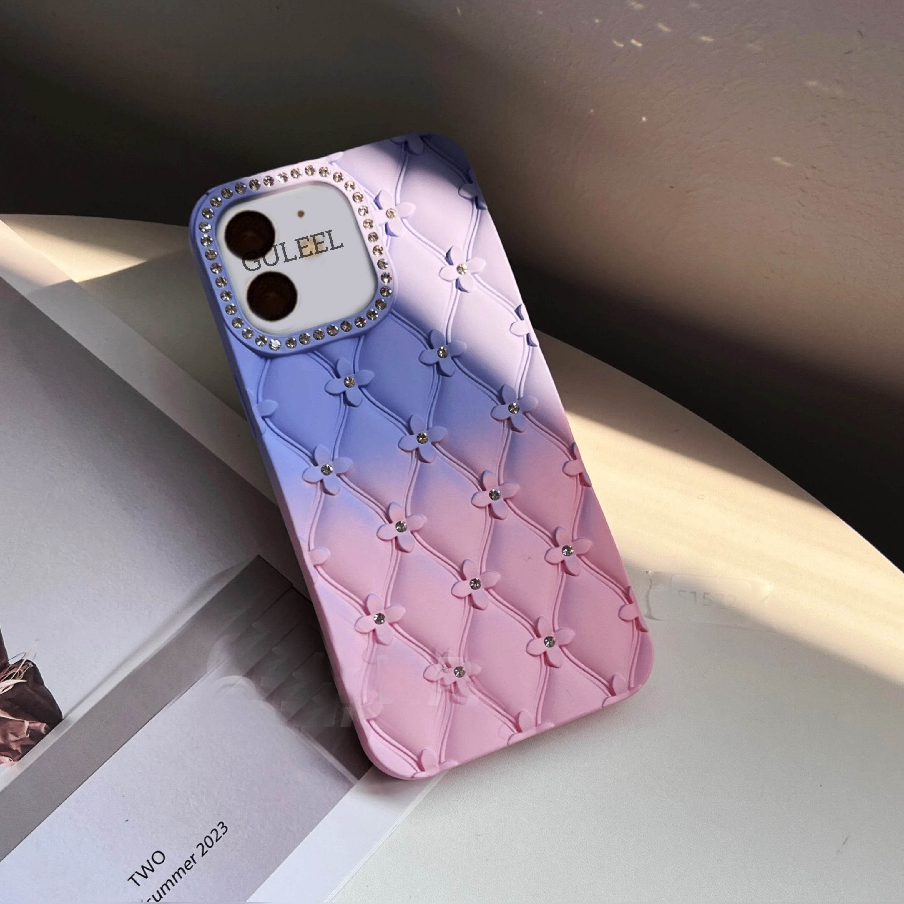 Flowers Glitter Shockproof Back Cover - Guleel