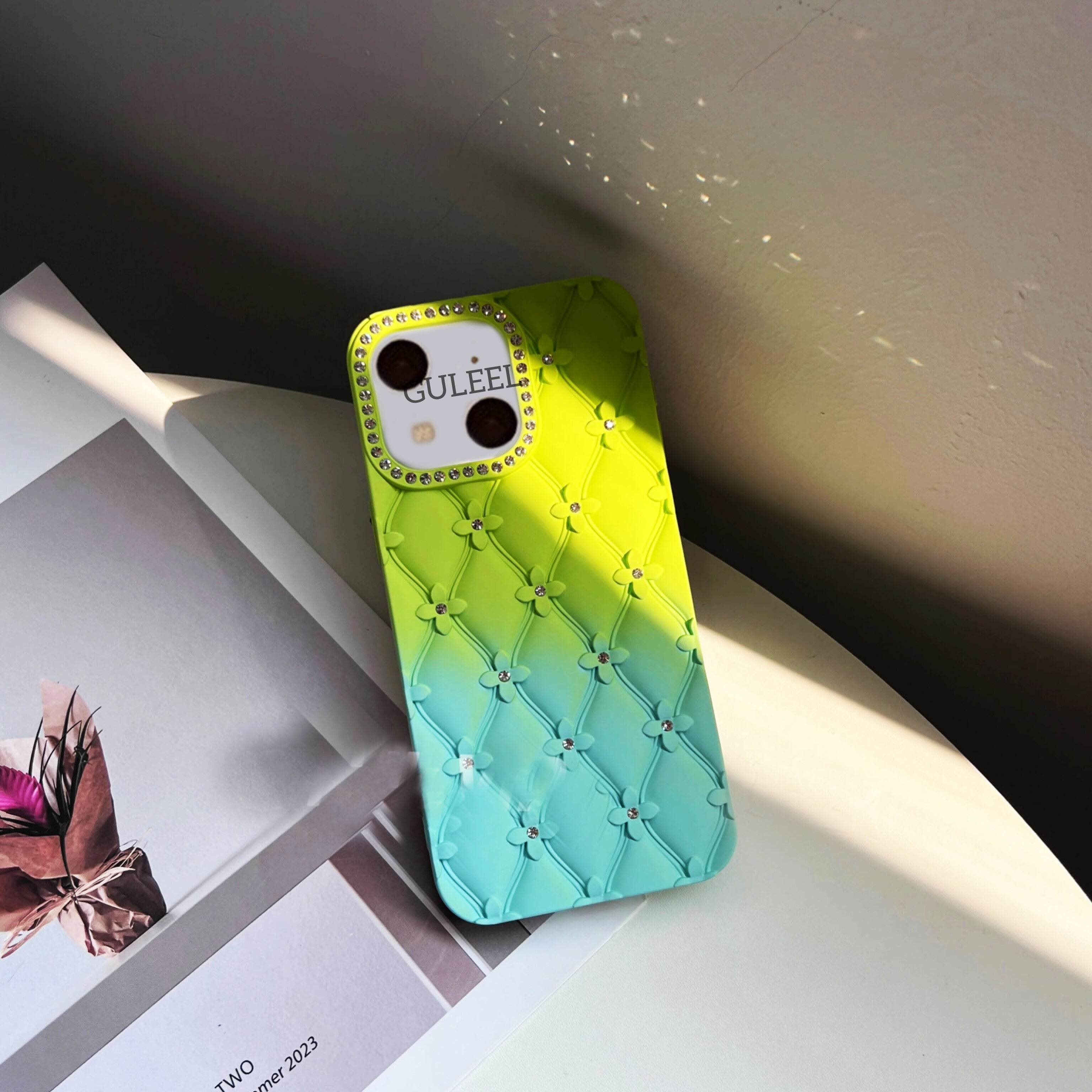 Flowers Glitter Shockproof Back Cover - Guleel