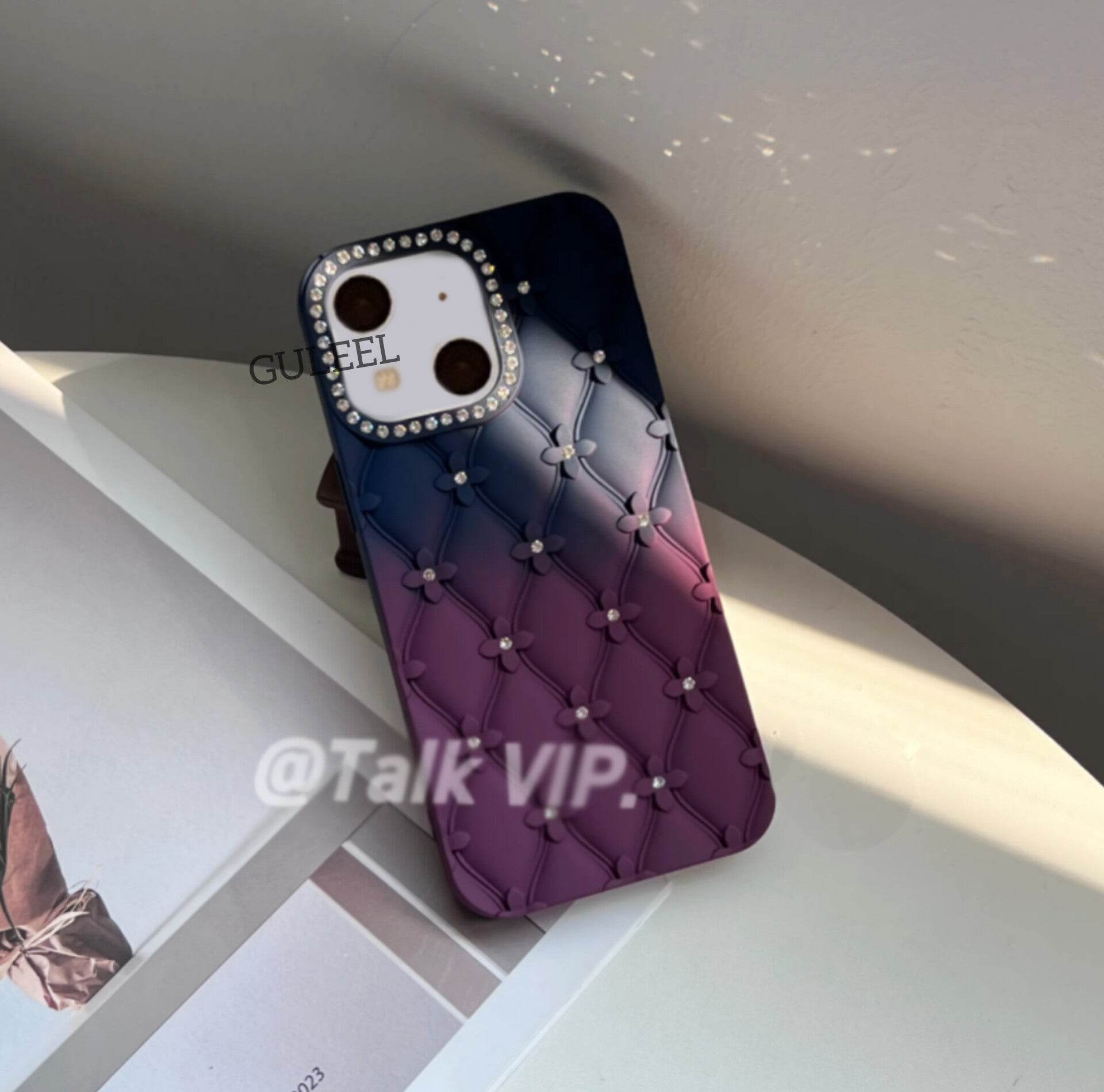 Flowers Glitter Shockproof Back Cover - Guleel