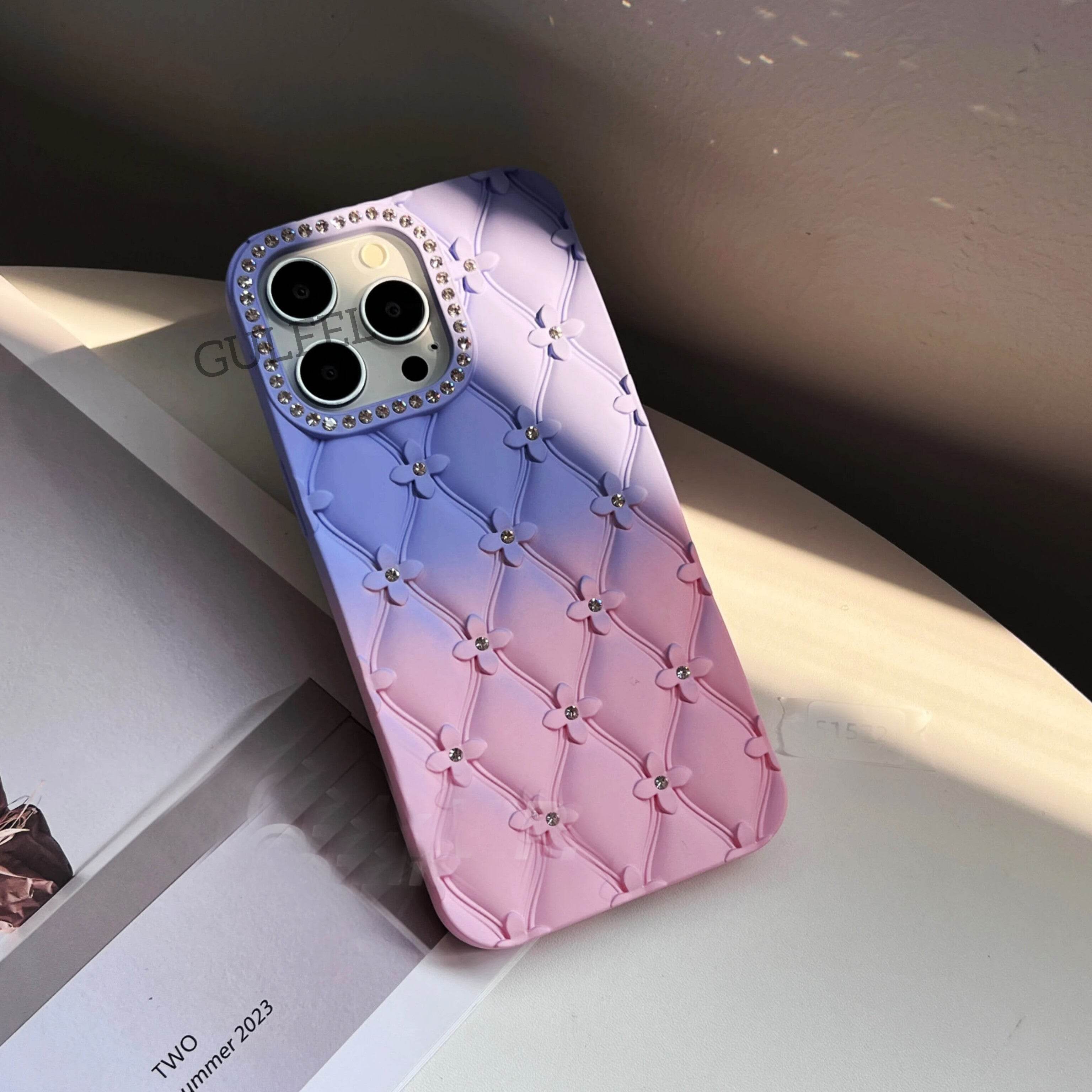 Flowers Glitter Shockproof Back Cover - Guleel