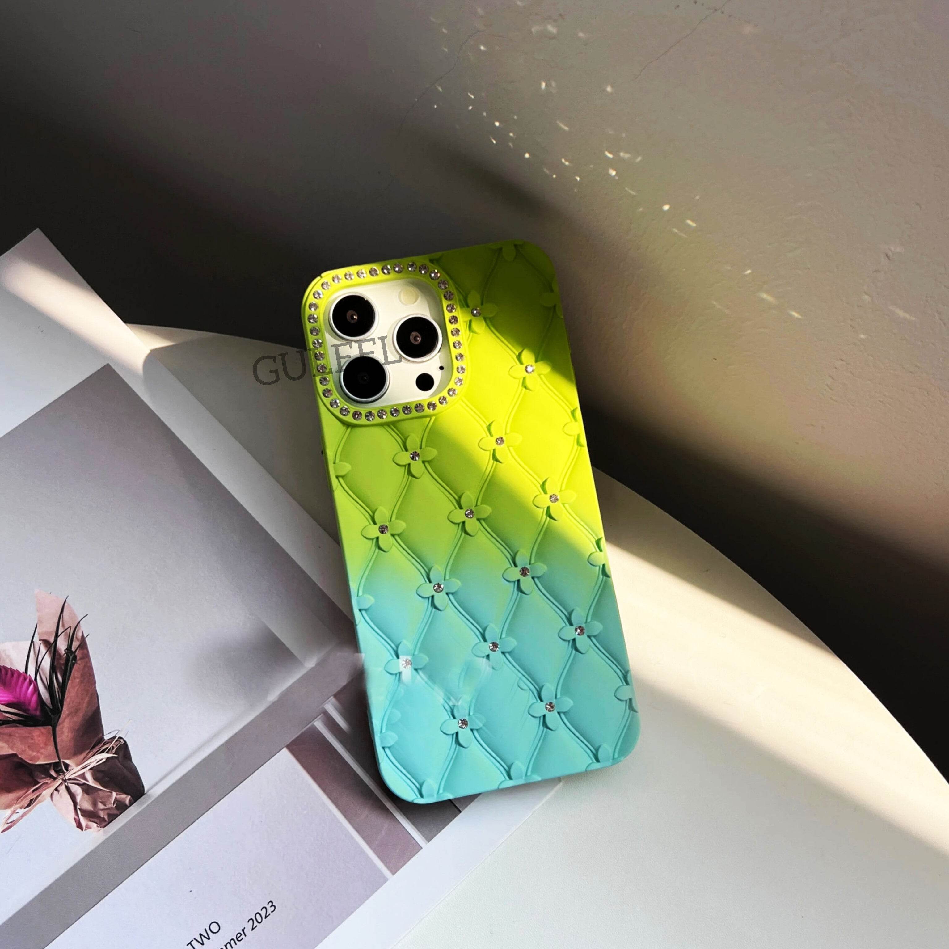 Flowers Glitter Shockproof Back Cover - Guleel