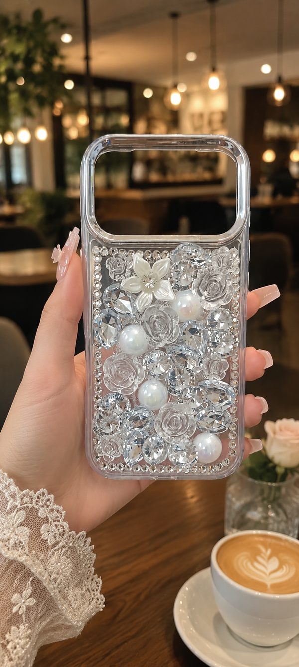 Cute Glitter Rhinestone Cover - Silver