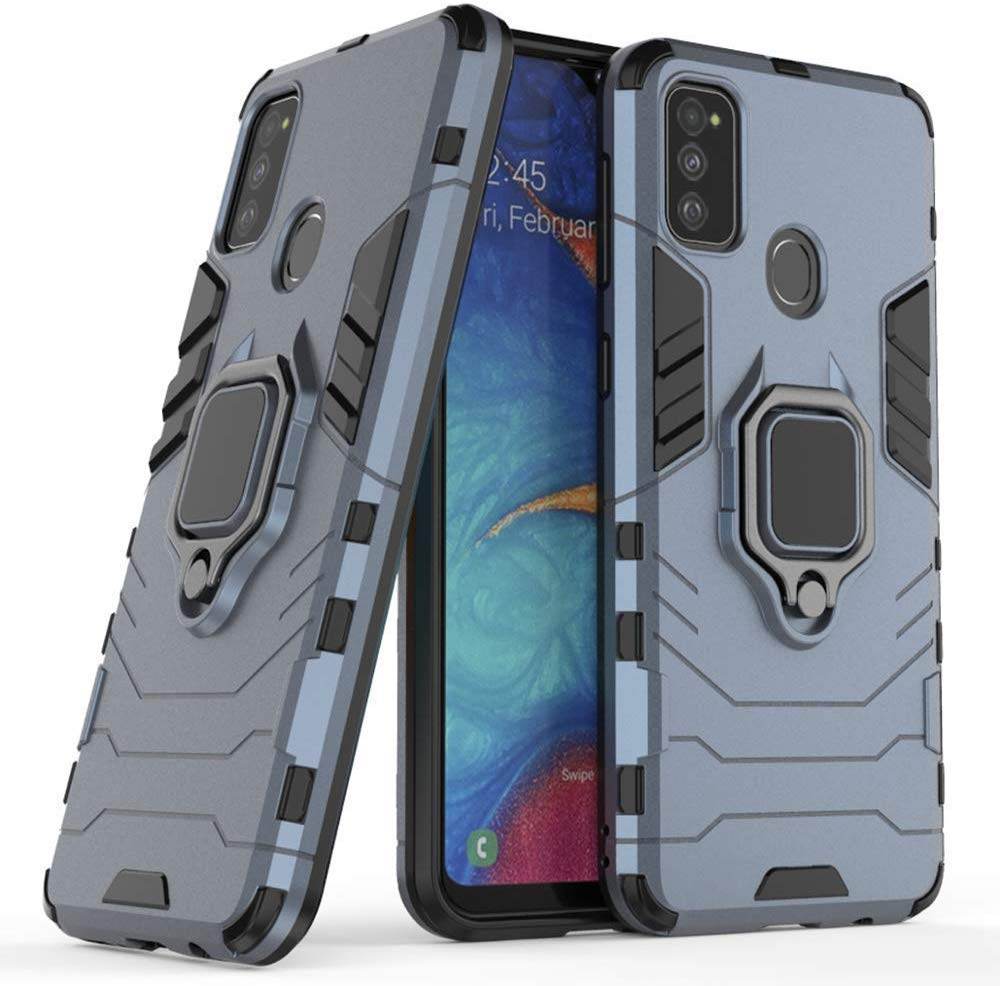 Samsung Galaxy M31 / F41 Tough Armor Ring Holder & Kickstand in-Built 360 Degree Protection Back Case - Blue - Guleel