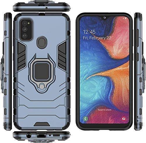 Samsung Galaxy M31 / F41 Tough Armor Ring Holder & Kickstand in-Built 360 Degree Protection Back Case - Blue - Guleel