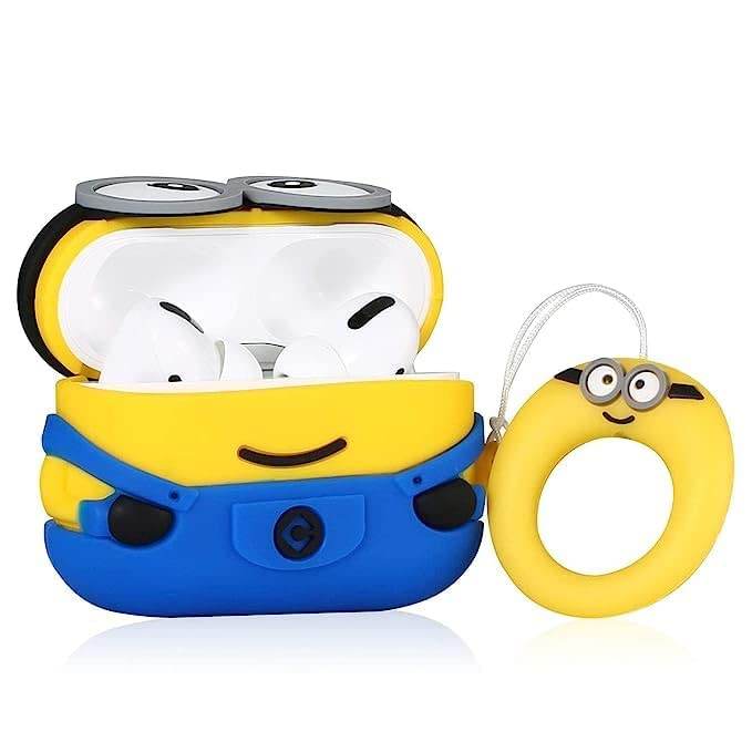 Airpod's Pro Cute Silicone Protective Minion Cartoon Case - Yellow - Guleel