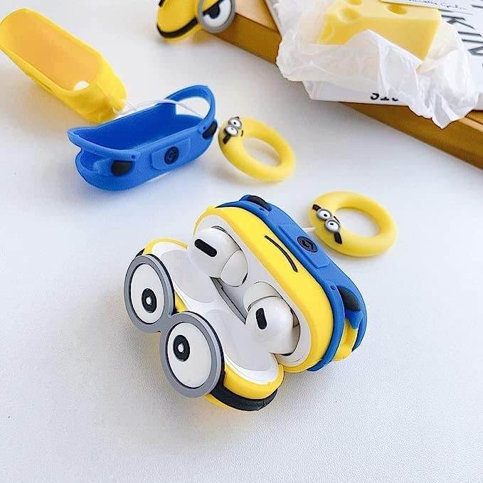 Airpod's Pro Cute Silicone Protective Minion Cartoon Case - Yellow - Guleel