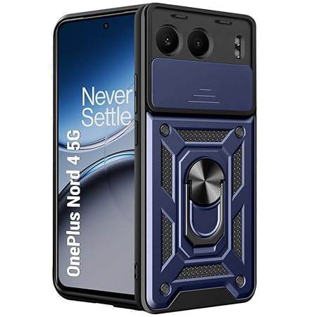 G Tough Armor for OnePlus Nord 4 5G Back Case Cover | Ring Holder & Sliding Camera Shield Cover | 360 Degree Protection Back Case Cover for OnePlus Nord 4 5G Case (Blue) - Guleel