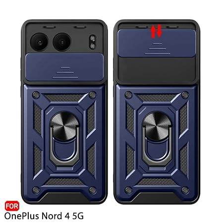 G Tough Armor for OnePlus Nord 4 5G Back Case Cover | Ring Holder & Sliding Camera Shield Cover | 360 Degree Protection Back Case Cover for OnePlus Nord 4 5G Case (Blue) - Guleel