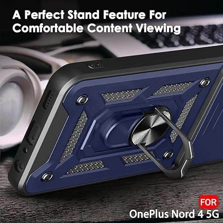 G Tough Armor for OnePlus Nord 4 5G Back Case Cover | Ring Holder & Sliding Camera Shield Cover | 360 Degree Protection Back Case Cover for OnePlus Nord 4 5G Case (Blue) - Guleel