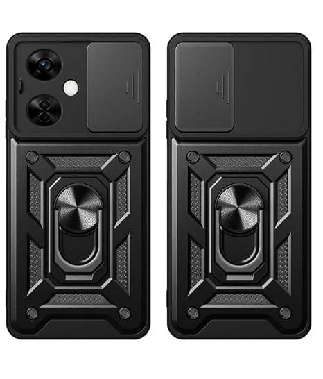 Tough Armor for OnePlus Nord CE 3 Lite 5G Back Case Cover | Ring Holder & Sliding Camera Shield Cover | 360 Degree Protection Back Case Cover for OnePlus Nord CE 3 Lite 5G Case (Black) - Guleel