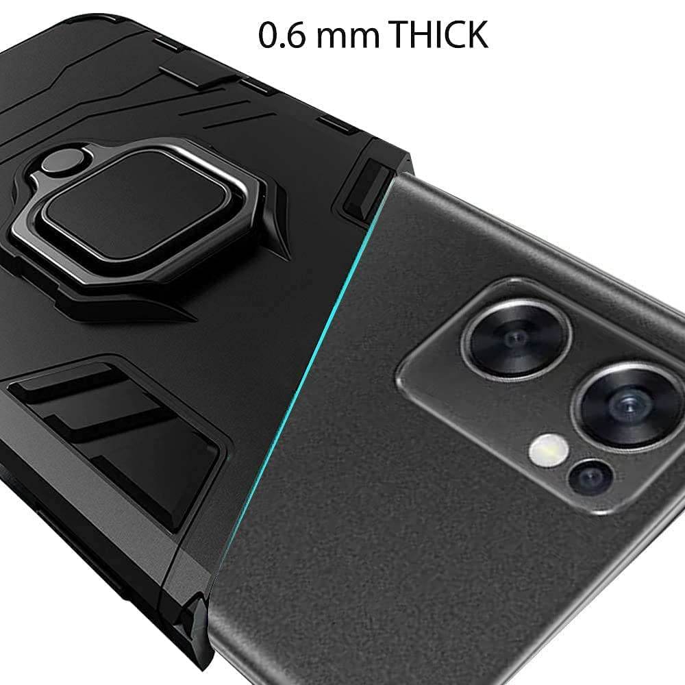 OnePlus Nord CE 2 5G Tough Armor Ring Holder & Kickstand in-Built 360 Degree Protection Back Case - Black - Guleel