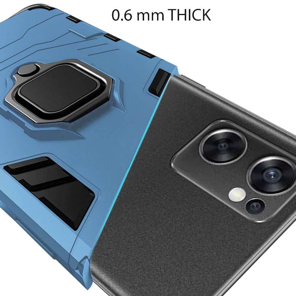 OnePlus Nord CE 2 5G Tough Armor Ring Holder & Kickstand in-Built 360 Degree Protection Back Case - Blue - Guleel