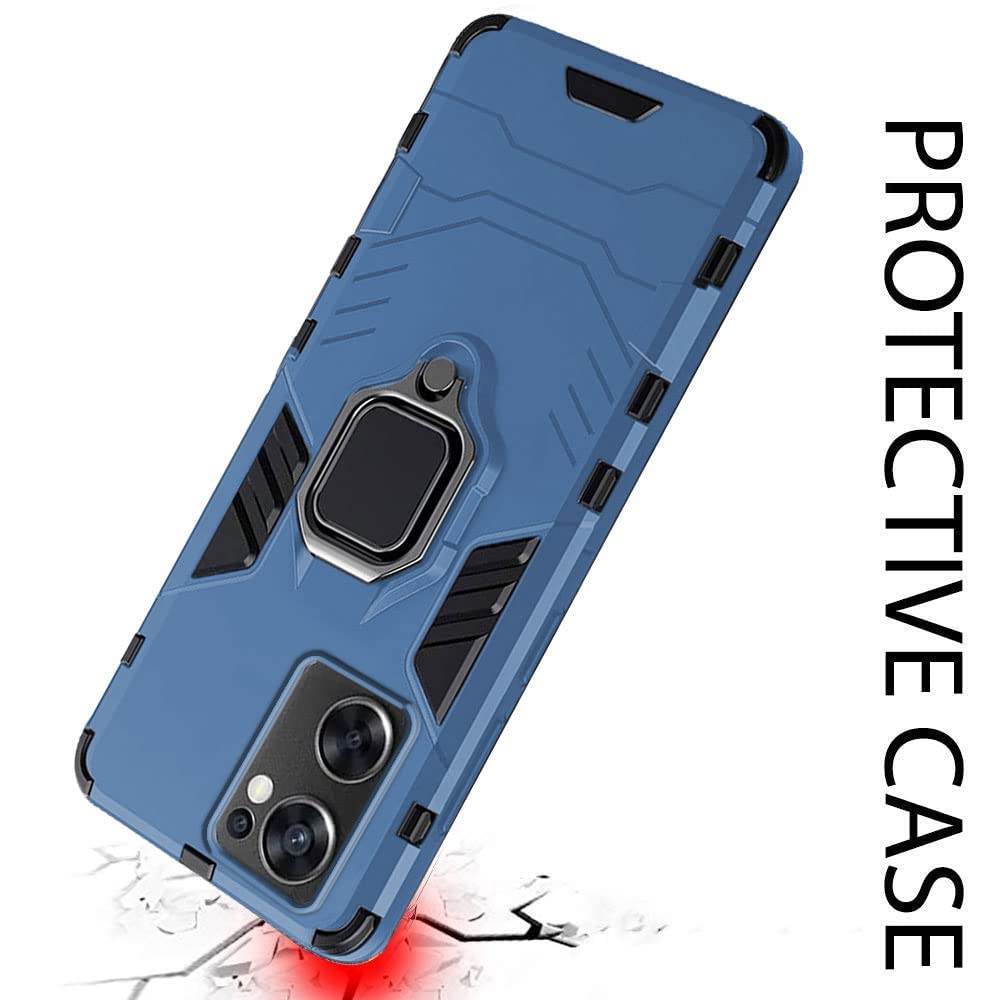 OnePlus Nord CE 2 5G Tough Armor Ring Holder & Kickstand in-Built 360 Degree Protection Back Case - Blue - Guleel