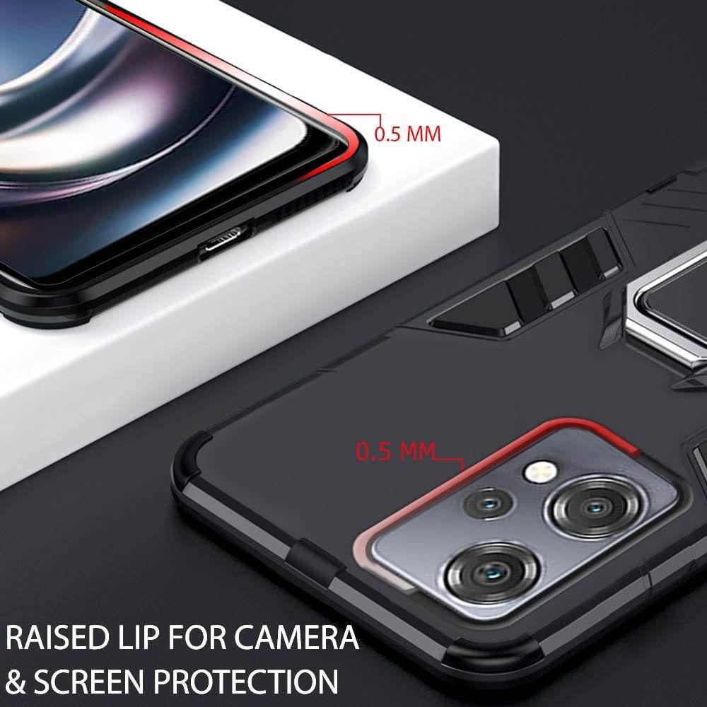 OnePlus Nord CE 2 LITE 5G Tough Armor Ring Holder & Kickstand in-Built 360 Degree Protection Back Case - Black - Guleel