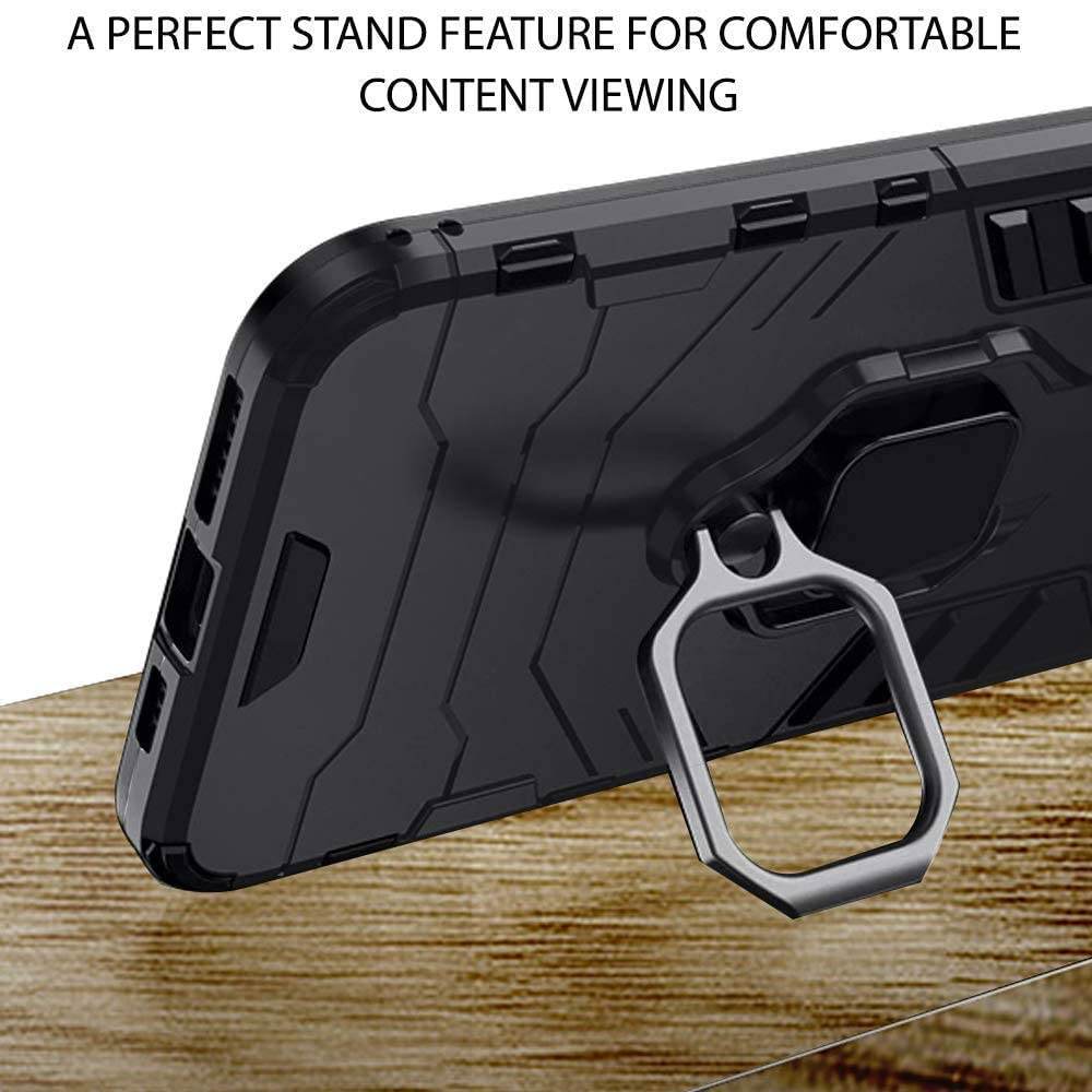 OnePlus Nord CE 2 LITE 5G Tough Armor Ring Holder & Kickstand in-Built 360 Degree Protection Back Case - Black - Guleel