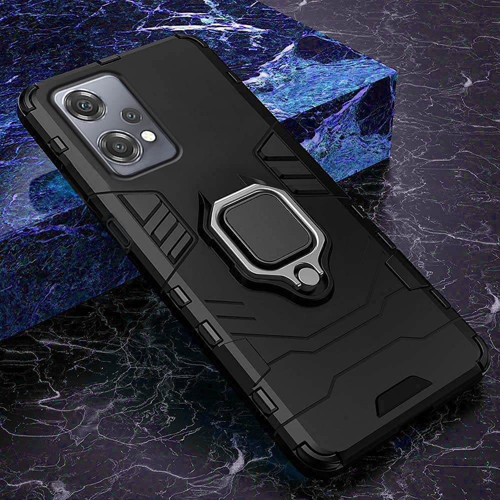 OnePlus Nord CE 2 LITE 5G Tough Armor Ring Holder & Kickstand in-Built 360 Degree Protection Back Case - Black - Guleel
