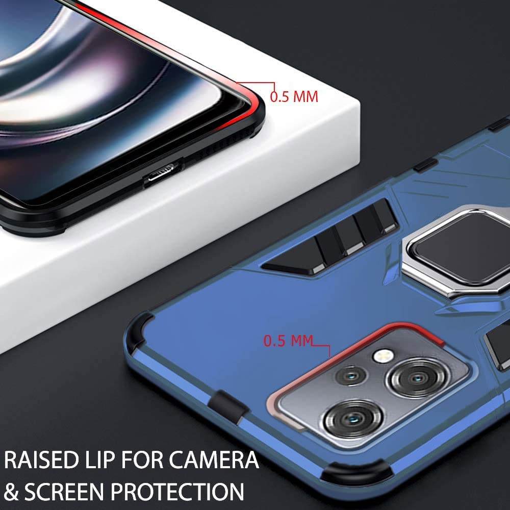 OnePlus Nord CE 2 LITE 5G Tough Armor Ring Holder & Kickstand in-Built 360 Degree Protection Back Case - Blue - Guleel