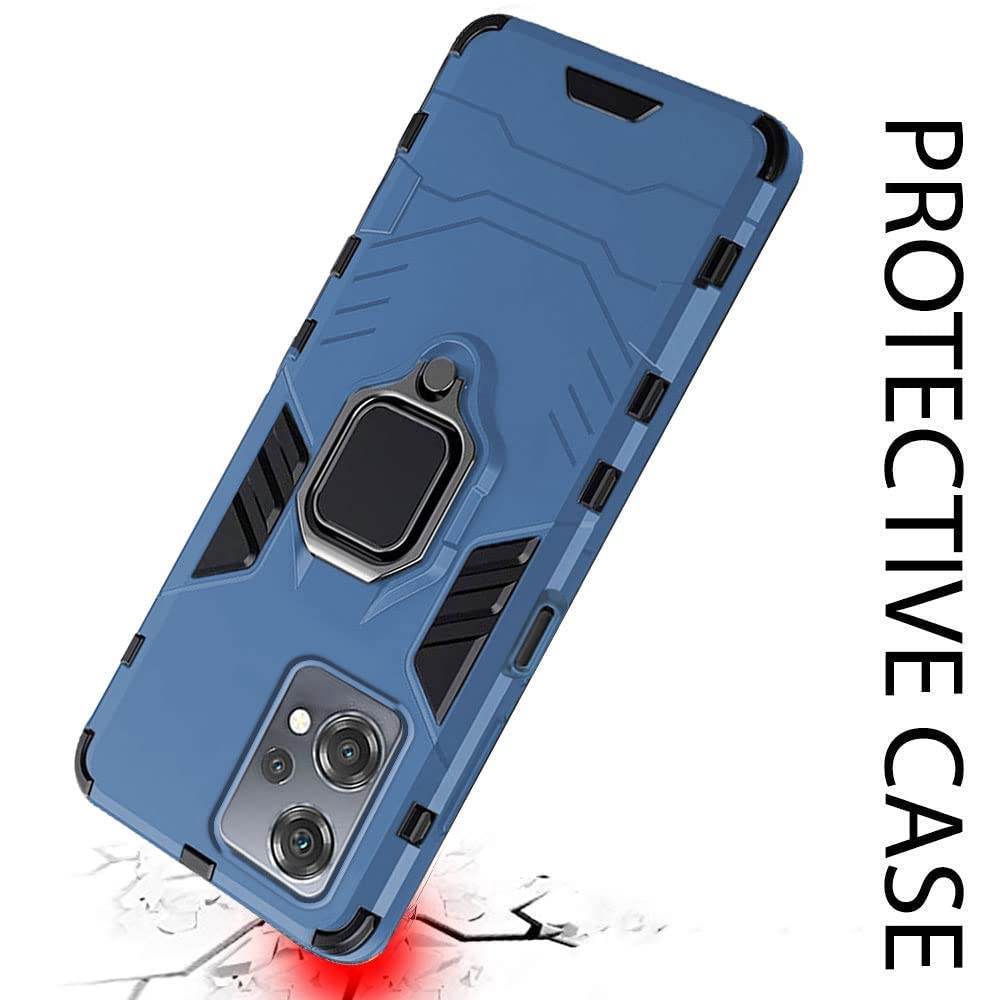 OnePlus Nord CE 2 LITE 5G Tough Armor Ring Holder & Kickstand in-Built 360 Degree Protection Back Case - Blue - Guleel