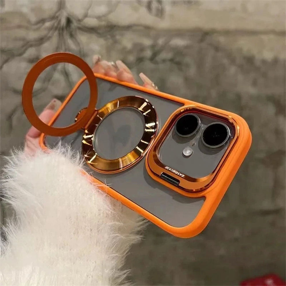 Premium Transparent Magsafe Stand Mobile Cover with FREE Lens