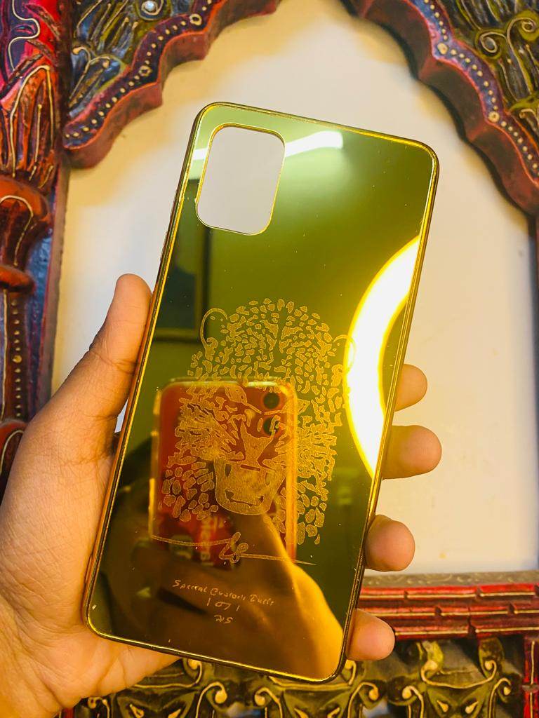 Samsung Galaxy A51 Gold Plated Back Case Cover - Tiger New Design - Guleel