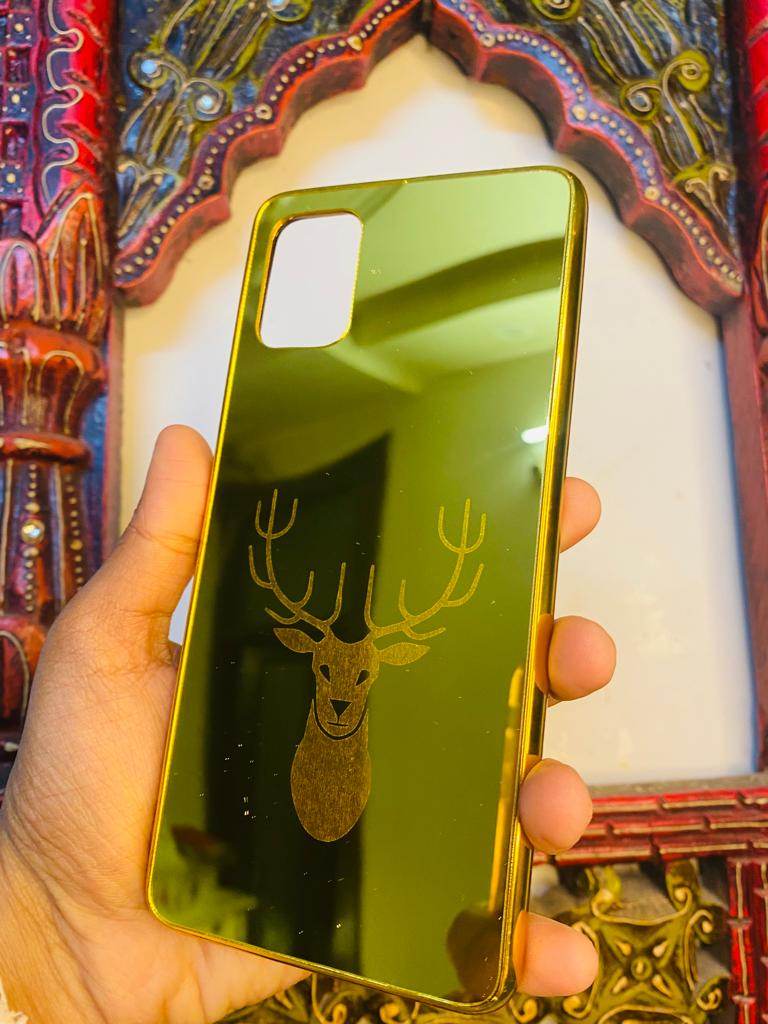 Samsung Galaxy A51 Gold Plated Back Case Cover - Deer - Guleel