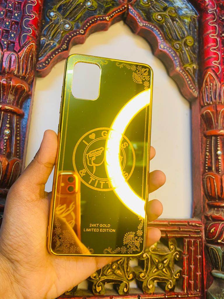 Samsung Galaxy A51 Gold Plated Back Case Cover - Guns - Guleel