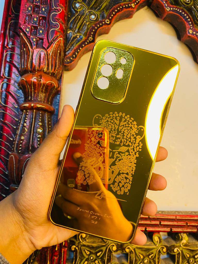 Oppo F19 Pro Plus Gold Plated Back Case Cover - Tiger New Design - Guleel
