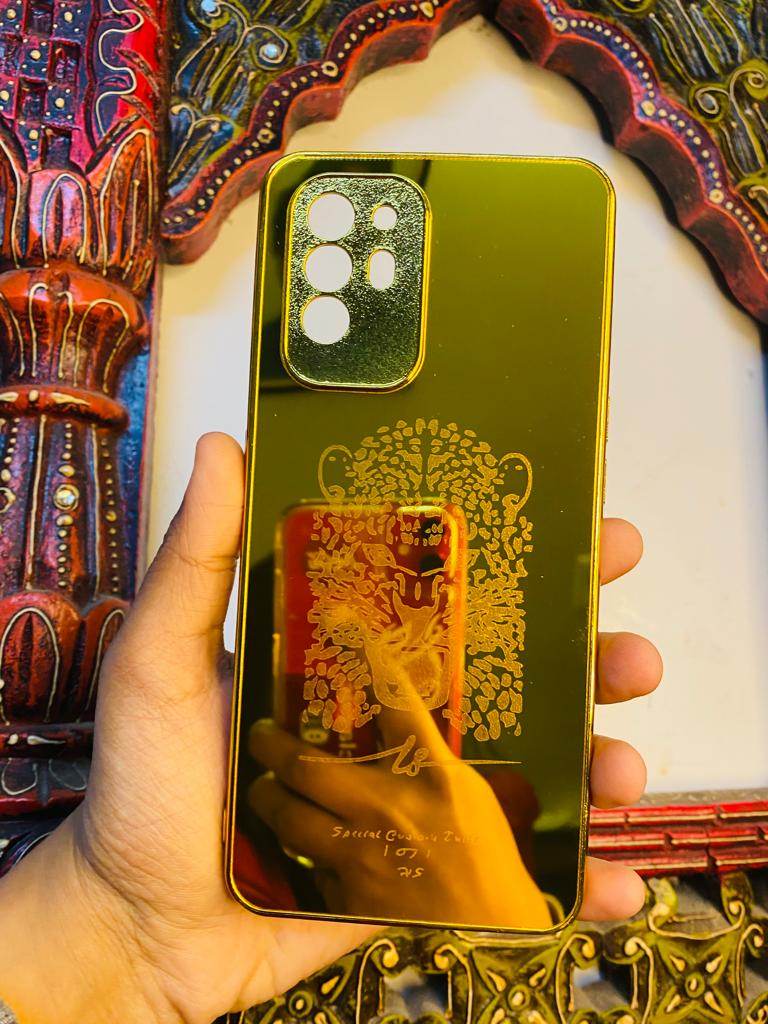 Oppo F19 Pro Plus Gold Plated Back Case Cover - Tiger New Design - Guleel