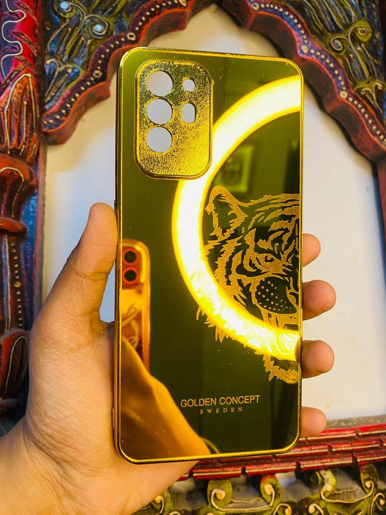 Oppo F19 Pro Plus Gold Plated Back Case Cover - Tiger Right - Guleel