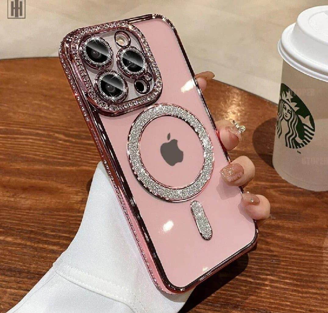 Glitter Transparent Diamond Wireless Charging Magnetic MagSafe Case - Guleel