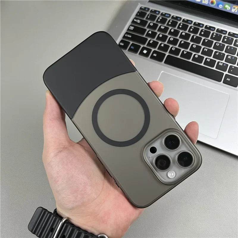 Magnetic Magsafe Matte Finish 2 in 1 Design Case - Black - Guleel
