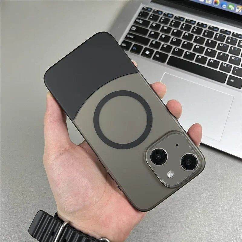 Magnetic Magsafe Matte Finish 2 in 1 Design Case - Black - Guleel