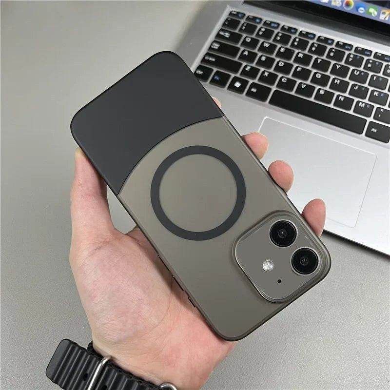 Magnetic Magsafe Matte Finish 2 in 1 Design Case - Black - Guleel