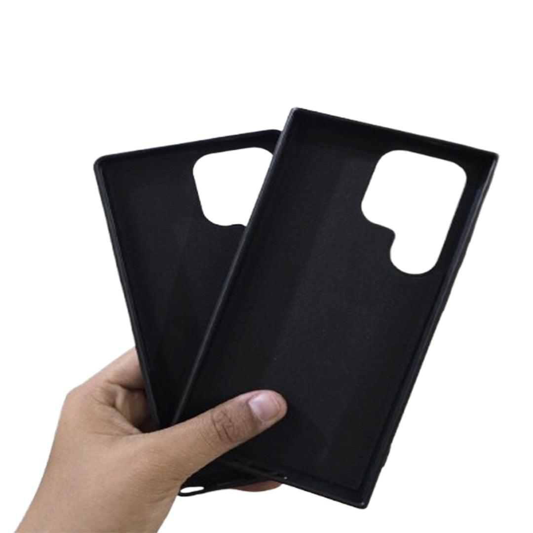 Premium Leather Engraving Carbon Fibre Back Cover - Black