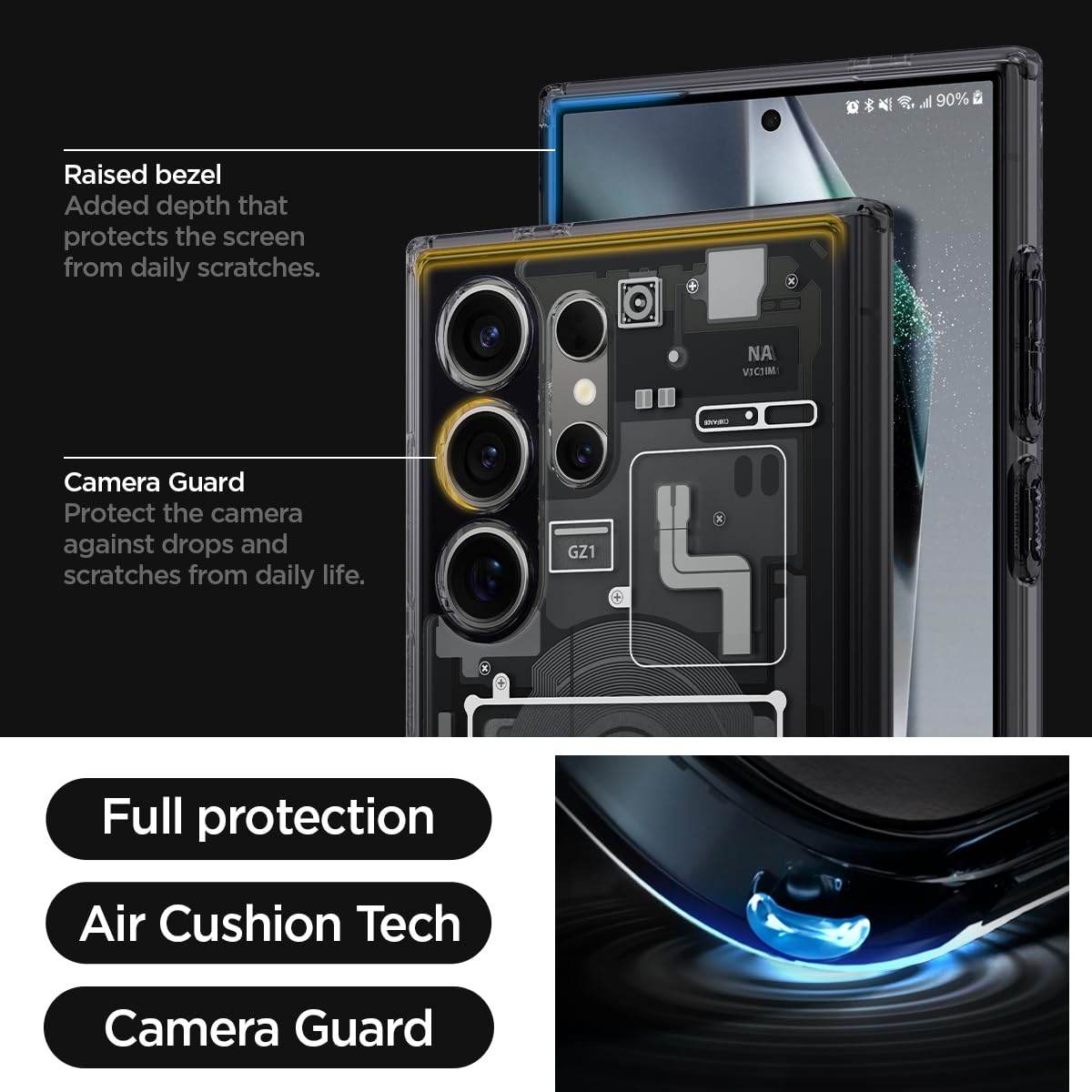 Samsung Galaxy S24 Ultra Electronic Circuit Pattern Hybrid Case - Black - Guleel