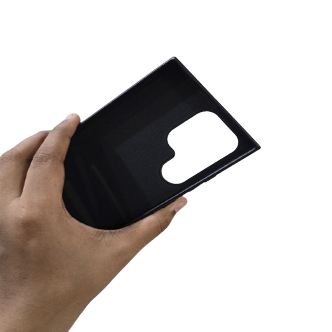 Premium Leather Engraving Carbon Fibre Back Cover - Black