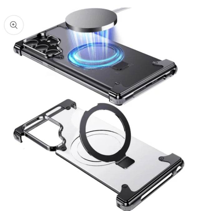 Samsung Galaxy S24 Ultra Pivot Metal Matte Magsafe Kickstand Case - Silver - Guleel