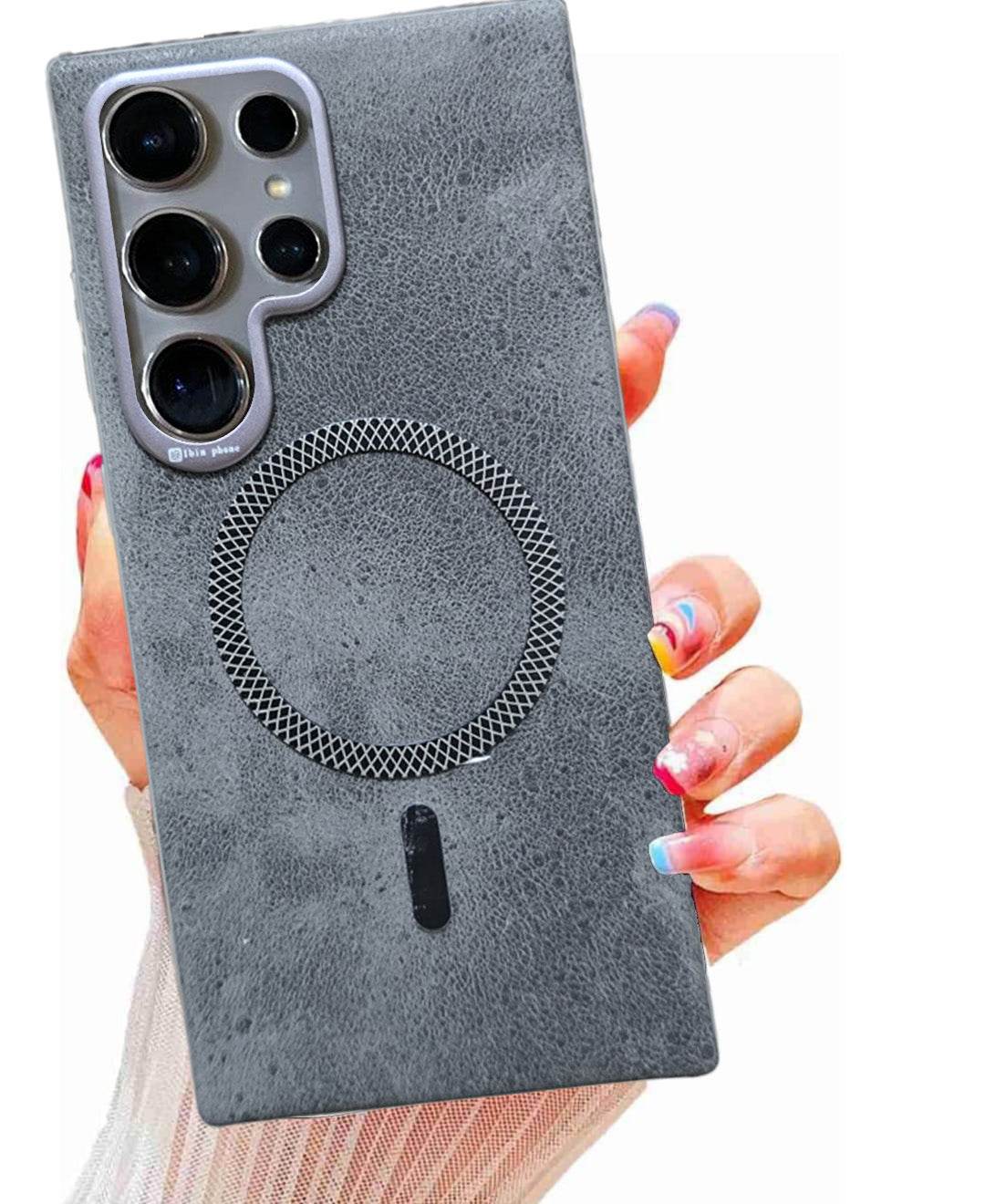 Premium Leather Mobile Back Case Cover - Grey - Guleel