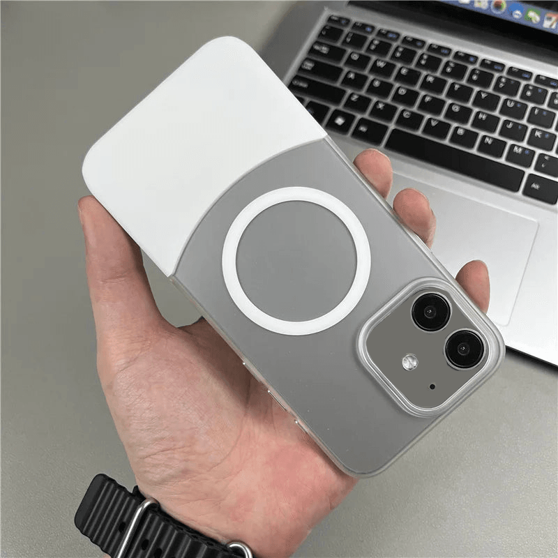 Magnetic Magsafe Matte Finish 2 in 1 Design Case - White - Guleel