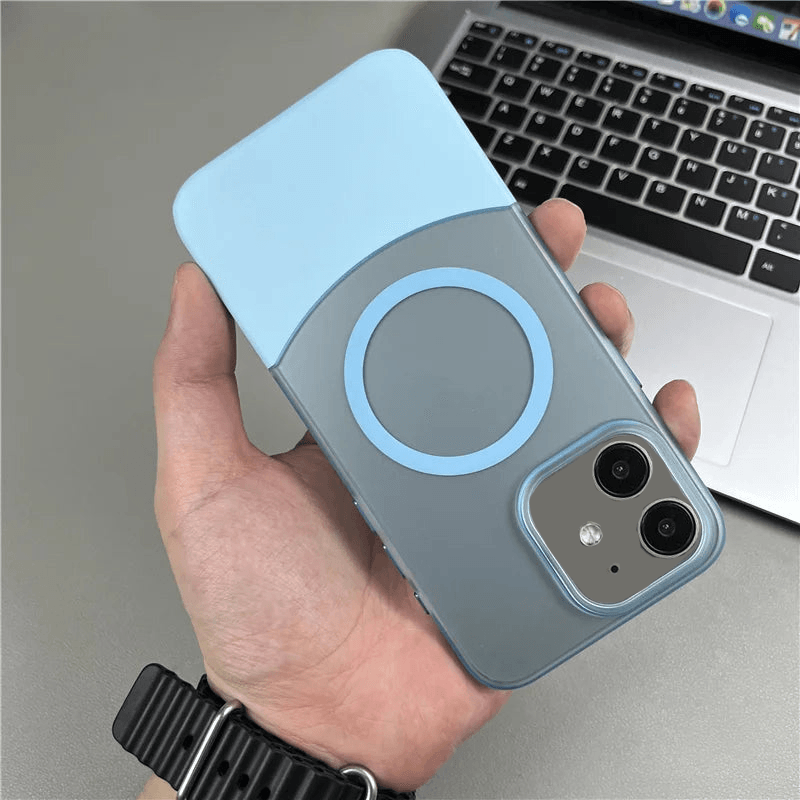 Magnetic Magsafe Matte Finish 2 in 1 Design Case - Light Blue - Guleel