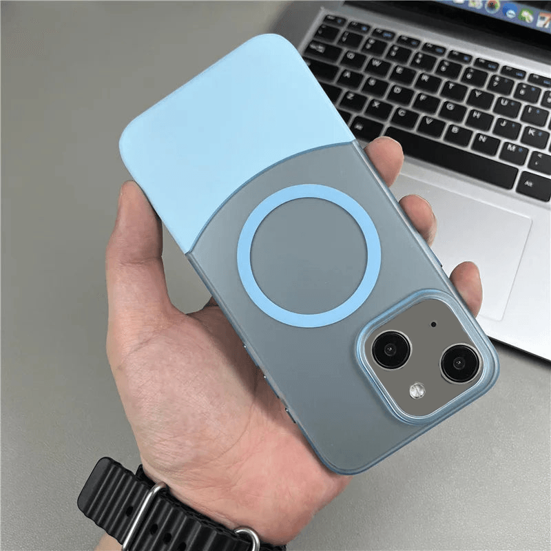 Magnetic Magsafe Matte Finish 2 in 1 Design Case - Light Blue - Guleel