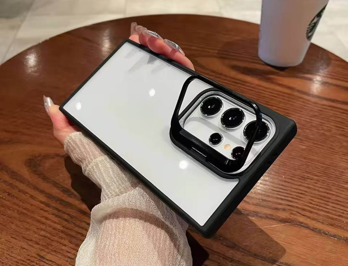 Premium Camera Lens Kickstand Case - Black - Guleel