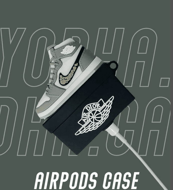 Airpods Pro Sneaker Style Shoe Box Case Cover - Light Grey Black - Guleel